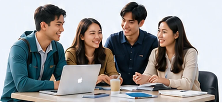 Nhóm bạn trẻ cùng tìm hiểu lộ trình tại Đức